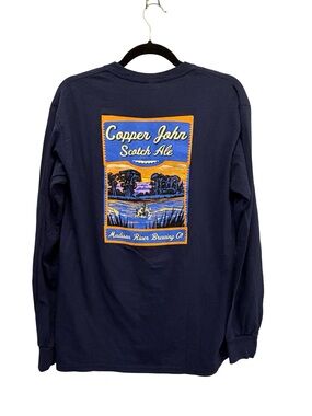 Madison River Brewing Co Long Sleeve T Shirt M Navy Blue Belgrade MT Beer NWOT